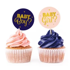 Gender Reveal Muffinsdekorationer 12-pack