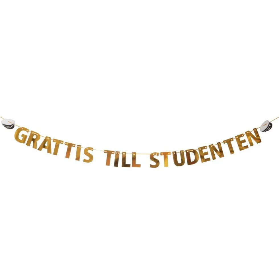 Girlang Grattis till Studenten guld 360 cm