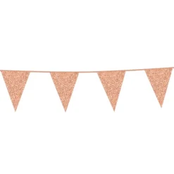 Glittrande flaggirlang i roséguld 6 meter