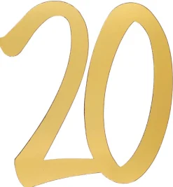 Gulddekorationer av papp 20 cm 20 år 4-pack