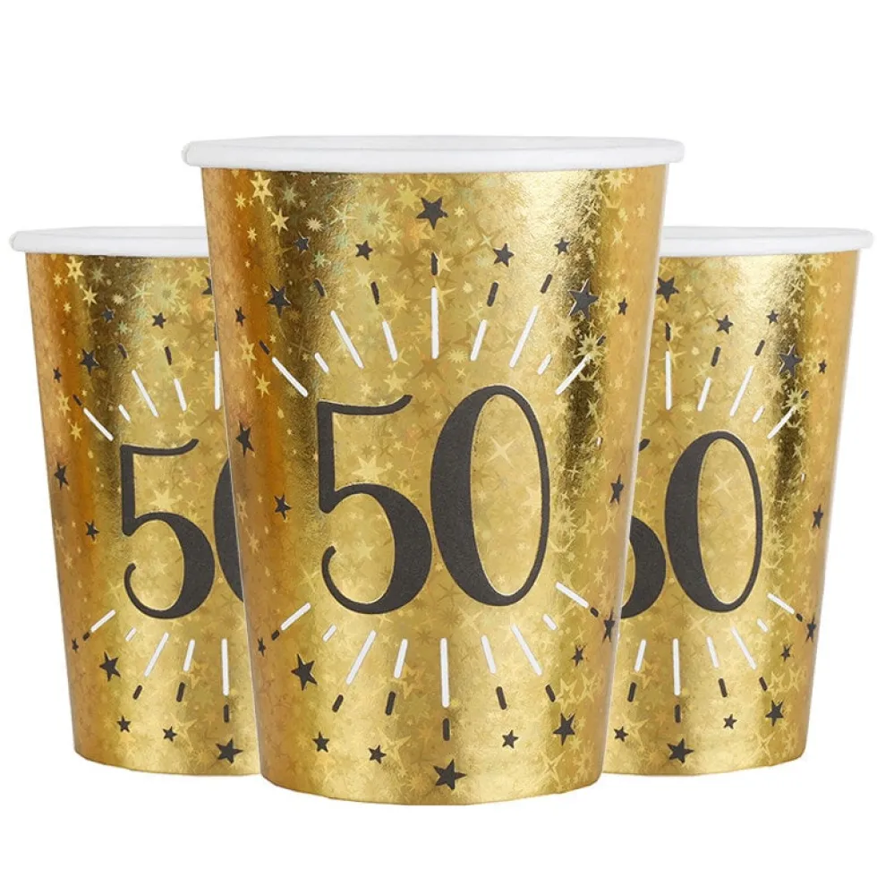 Guldglittriga muggar 50-årsfest 10-pack