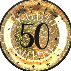 Guldglittriga tallrikar 50-årsfest 10-pack