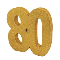 Guldglittrig bordsdekoration 80 år