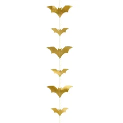 Halloweendekoration - Hängande Fladdermöss i guld 150 cm