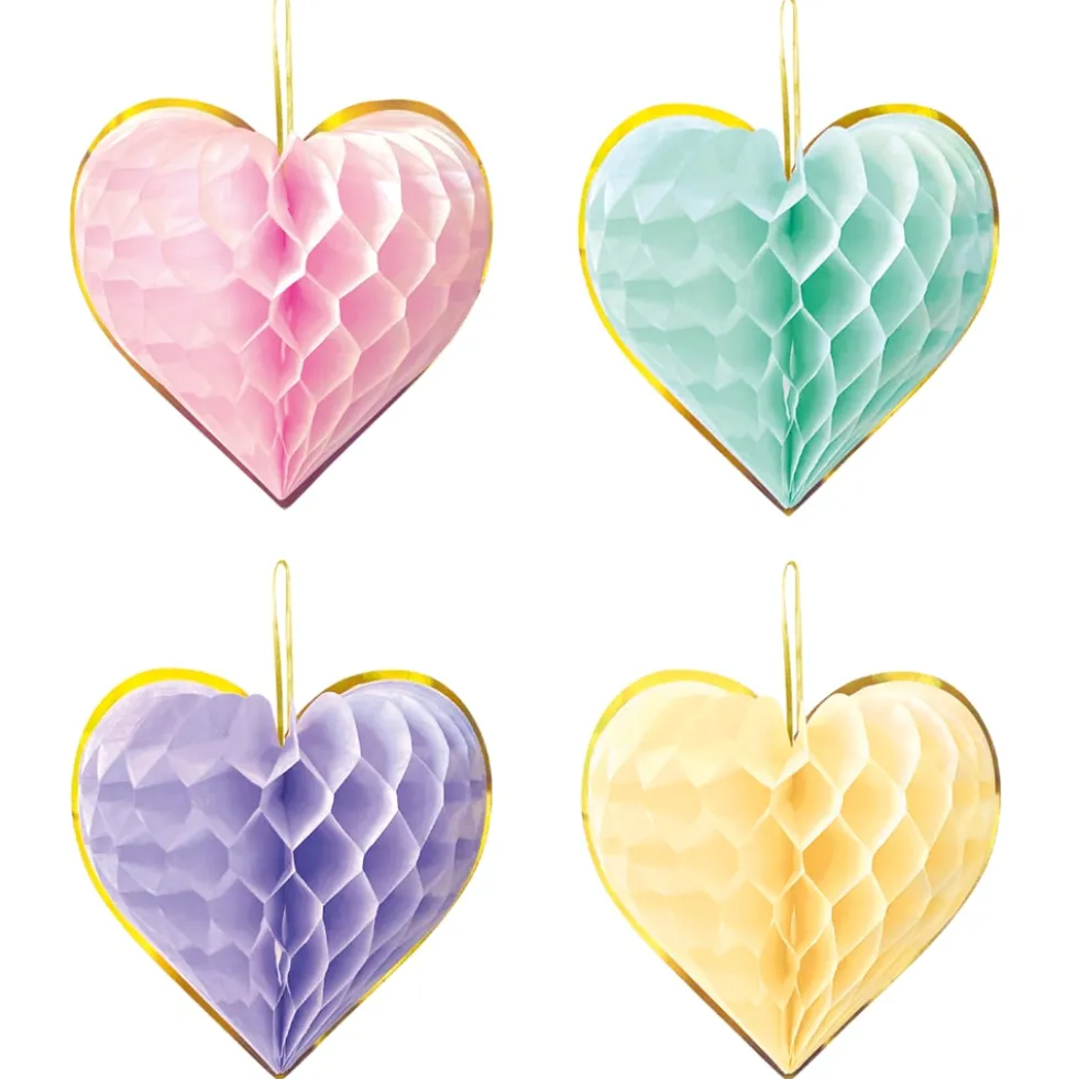 Hjärtformade Honeycombs Pastell 4-pack