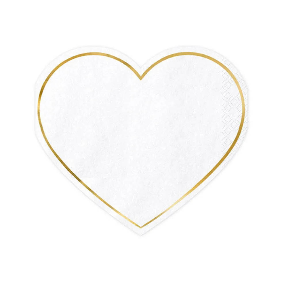 Hjärtformade Servetter, Vita 20-pack