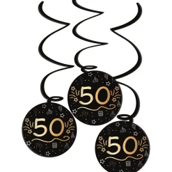 Hängande Swirl Dekorationer Svart & Guld 50 år