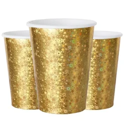 Holografisk Guld - Pappmuggar 10-pack