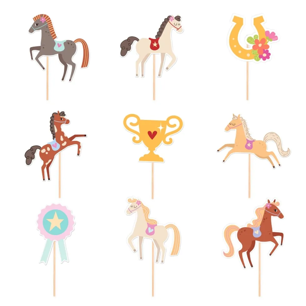 Hästar Cake Toppers 9-pack
