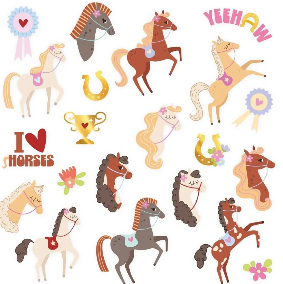 Hästar Tatueringar 21-pack
