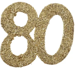 Jättekonfetti i Guld 80 år 6 cm 6-pack