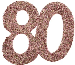 Jättekonfetti i Roséguld 80 år 4 cm 6-pack