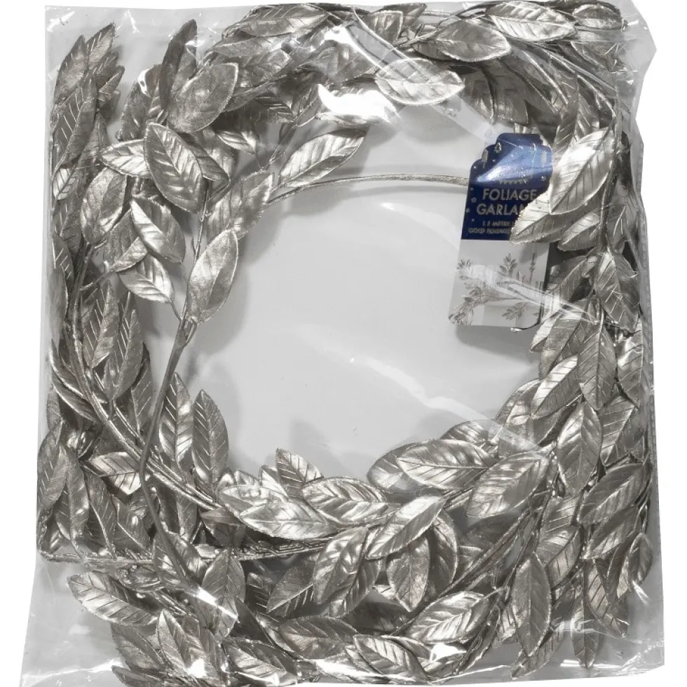 Juldekoration - Dekorationsgirlang silverblad 175 cm