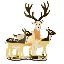 Juldekoration speglar - Renfamilj i guld 20 cm