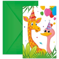 Jungle Balloons - Inbjudningskort med kuvert 6-pack