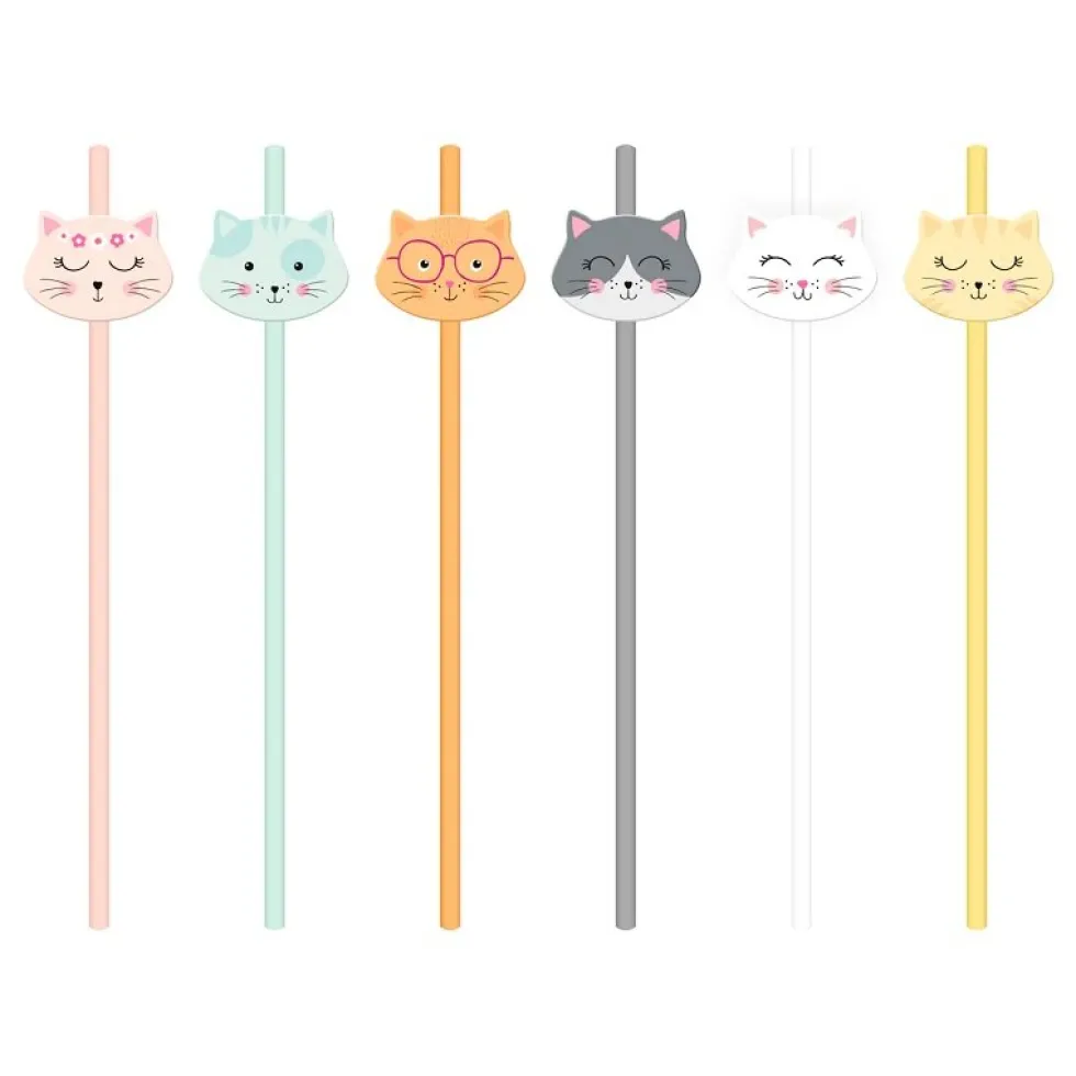 Katt Pappsugrör 6-pack