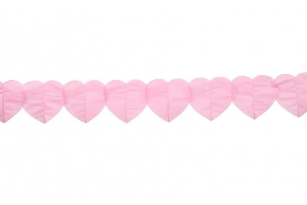 Pappersgirlang med rosa hjärtan 6 meter