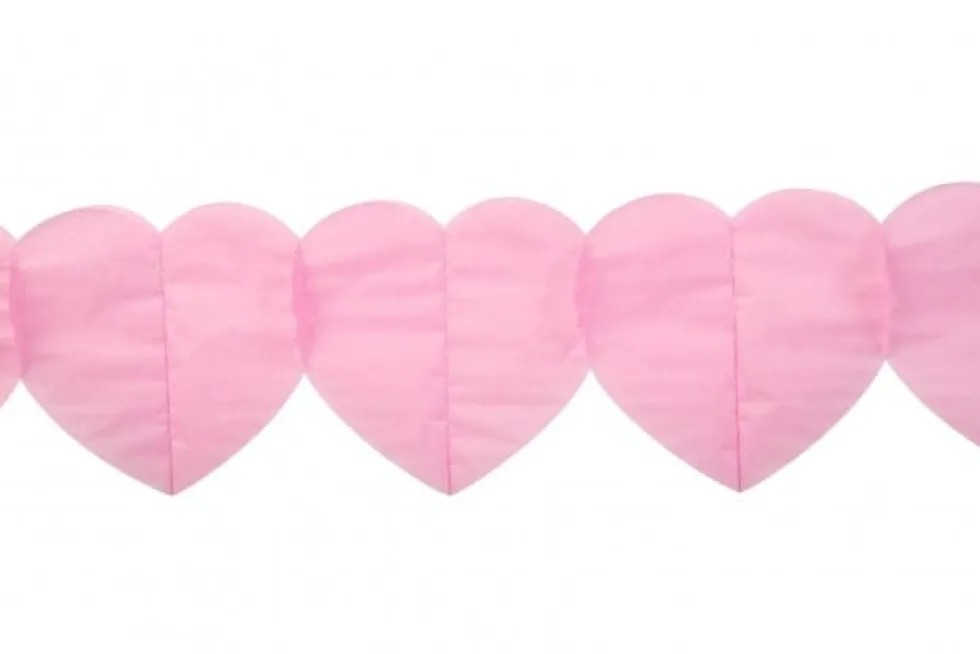 Pappersgirlang med rosa hjärtan 6 meter