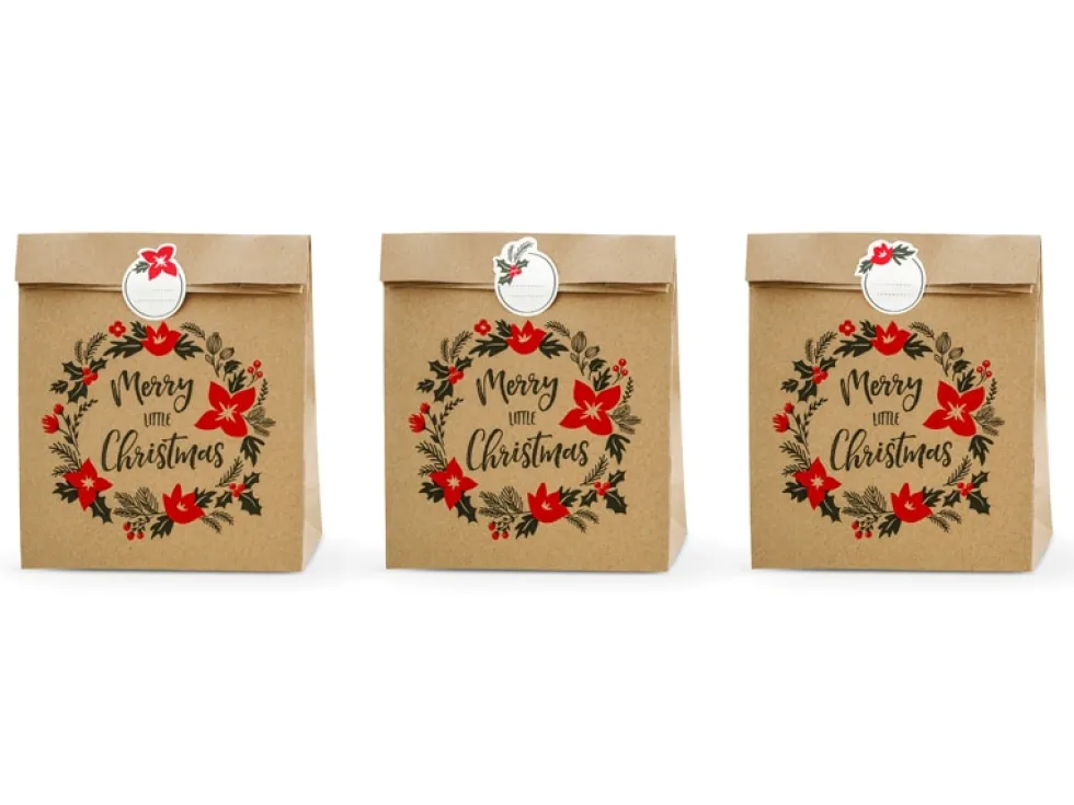 Papperspåsar Merry Little Christmas 3-pack