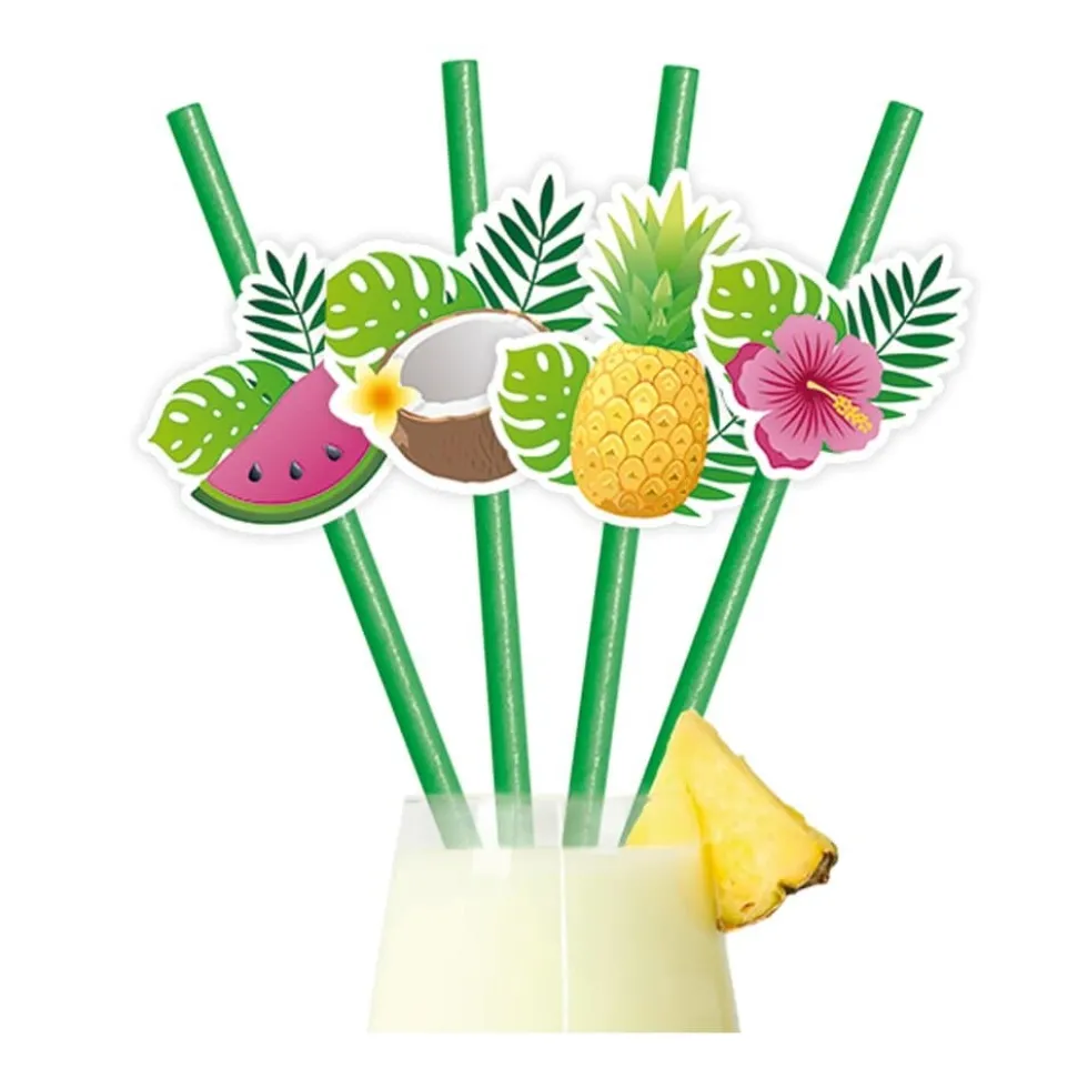 Pappersugrör Tropiska frukter 6-pack
