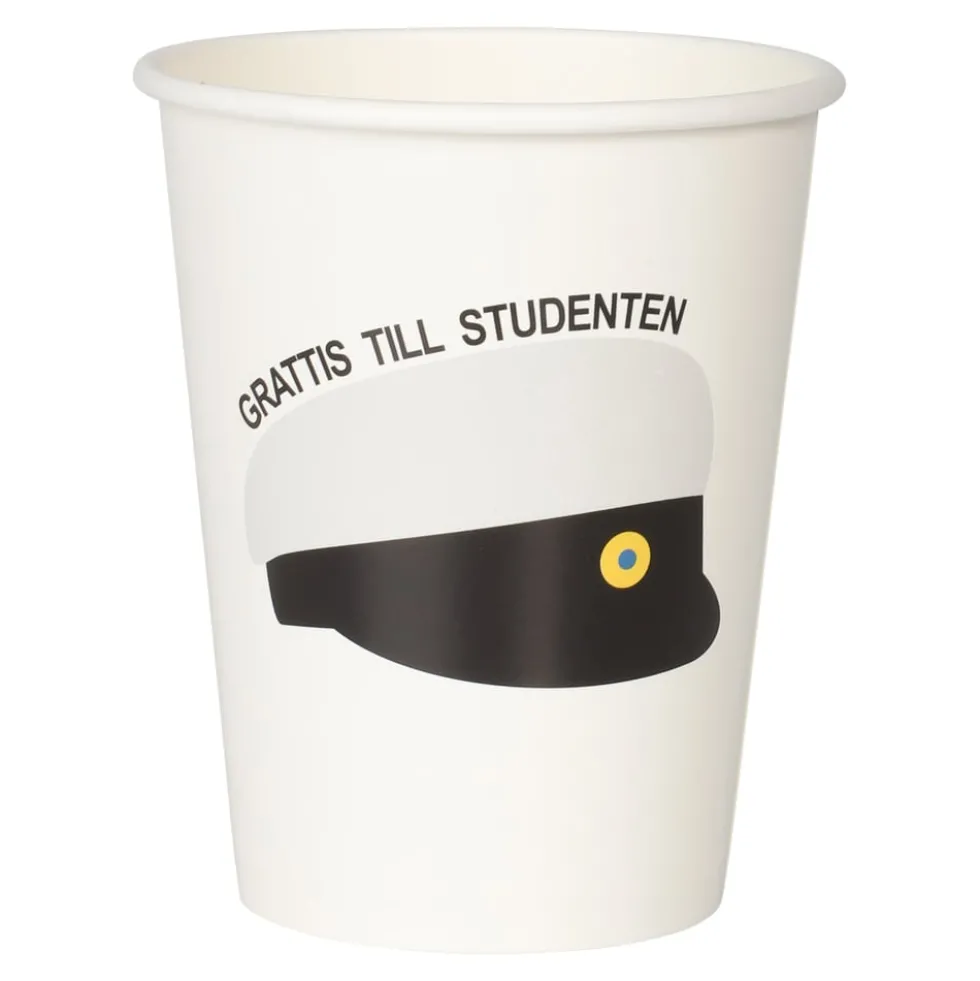 Pappmuggar med studentmössa 8-pack