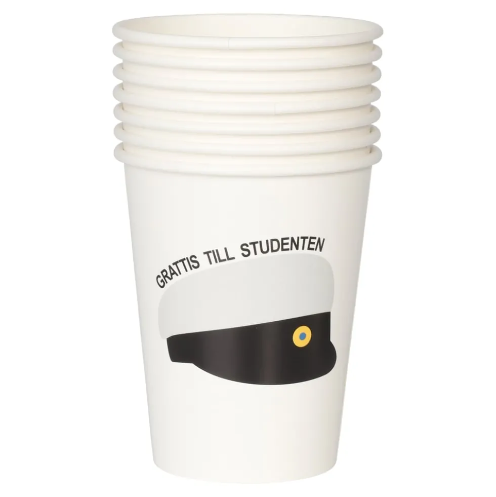 Pappmuggar med studentmössa 8-pack
