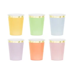 Pappmuggar pastellmix med guldkant 6-pack