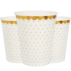 Pappmuggar - Vita med guldprickar 10-pack