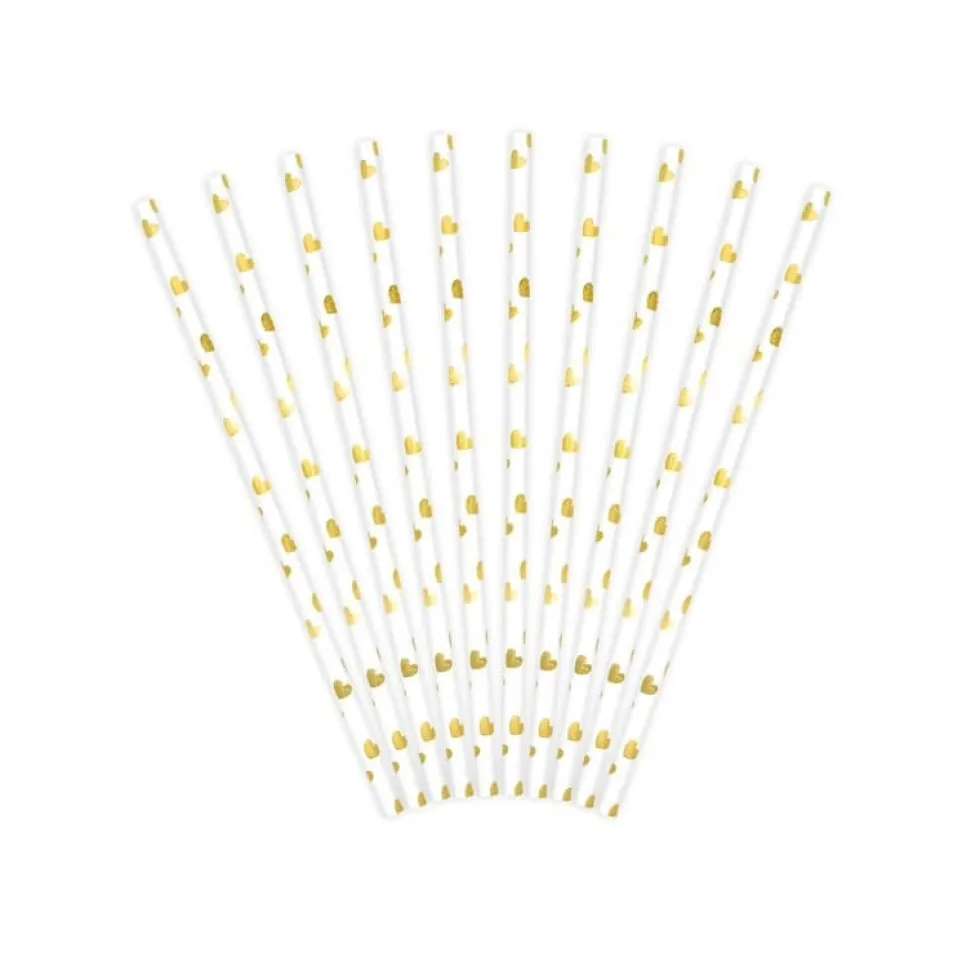 Pappsugrör - Guldhjärtan 10-pack