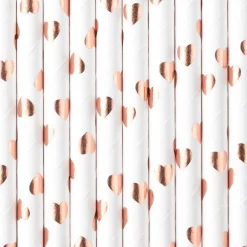 Pappsugrör - Roséguldhjärtan 10-pack
