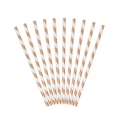 Pappsugrör - Roséguld randiga 10-pack