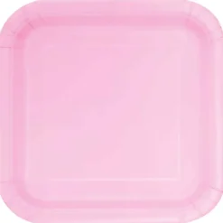 Papptallrikar Fyrkantiga 22 cm Ljusrosa 14-pack