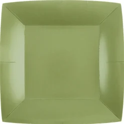 Papptallrikar Fyrkantiga 23 cm - Olivgröna 10-pack
