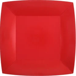 Papptallrikar Fyrkantiga 23 cm - Röda 10-pack