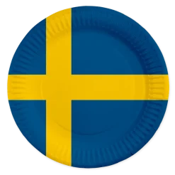 Papptallrikar Svenska Flaggan 8-pack