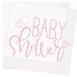 Pink Heart Babyshower, Servetter 16-pack