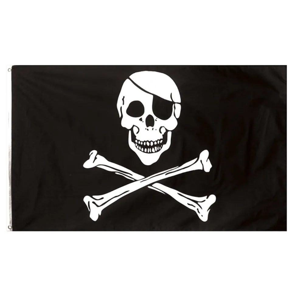 Piratflagga i tyg, Jolly Roger 90 x 150 cm