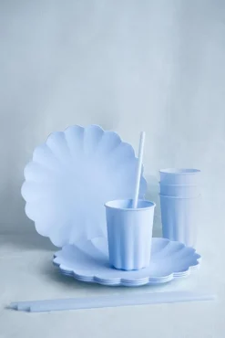 Plastsugrör, Pastellblå 23 cm 12-pack