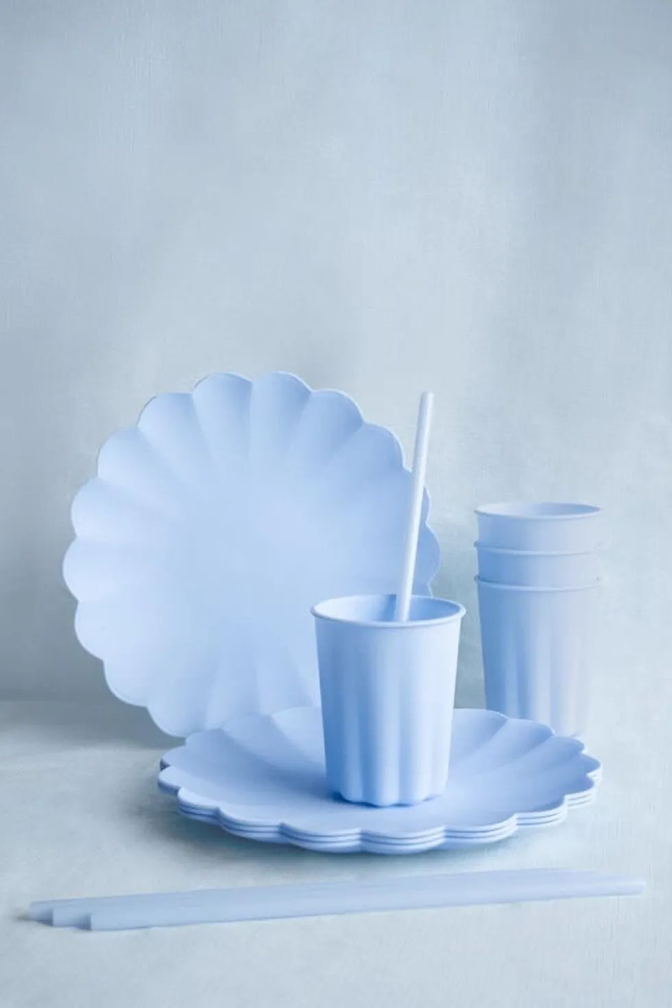 Plastsugrör, Pastellblå 23 cm 12-pack