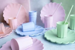 Plastsugrör, Pastellblå 23 cm 12-pack