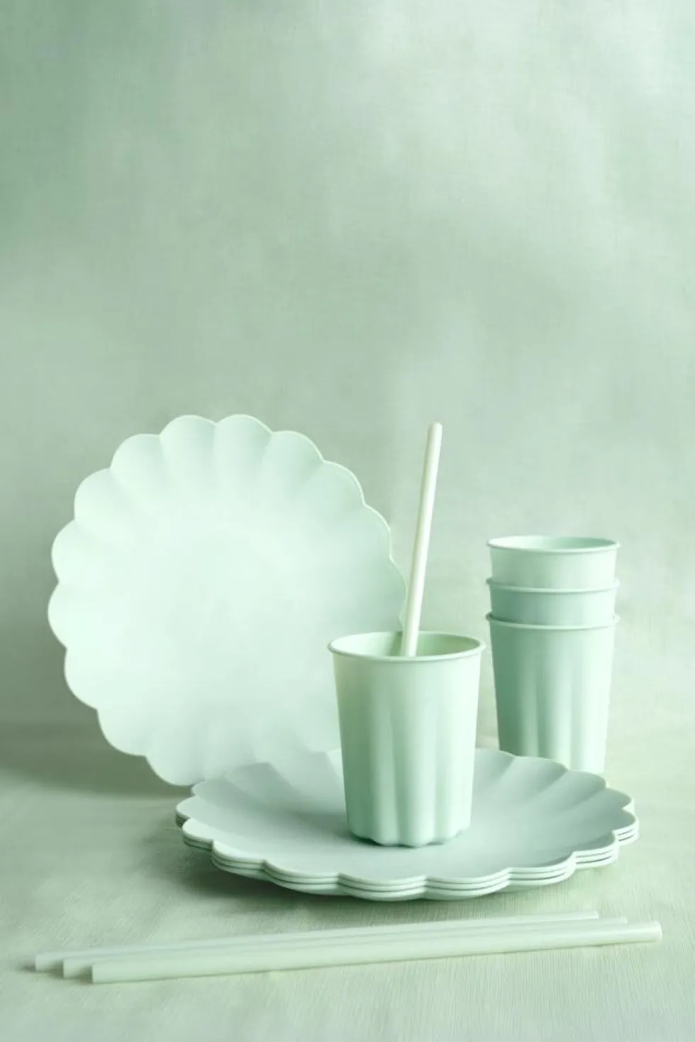 Plastsugrör, Pastellgröna 23 cm 12-pack