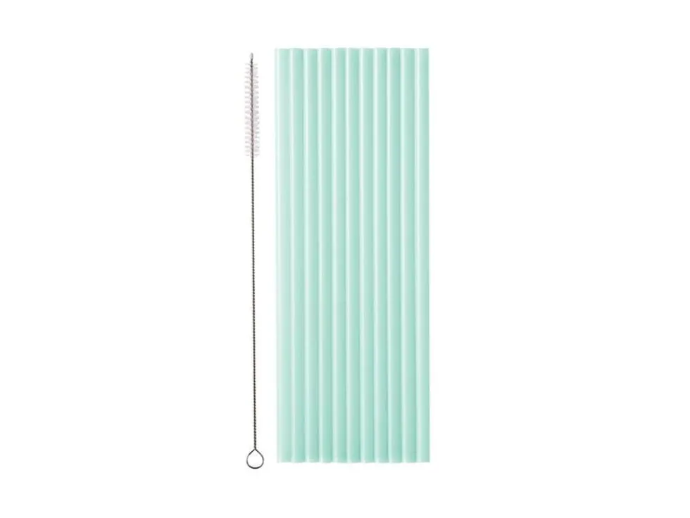 Plastsugrör, Pastellgröna 23 cm 12-pack