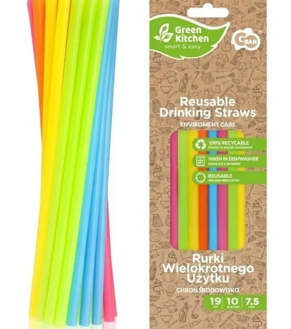 Plastsugrör Regnbågsfärgade 10-pack
