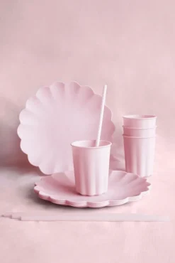 Plasttallrikar, Pastellrosa 22 cm 4-pack