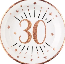 Roseguldglittriga tallrikar 30 år 10-pack