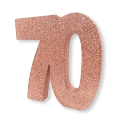 Roséglittrig bordsdekoration 70 år