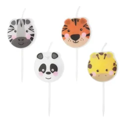 Safaridjur Tårtljus 4-pack