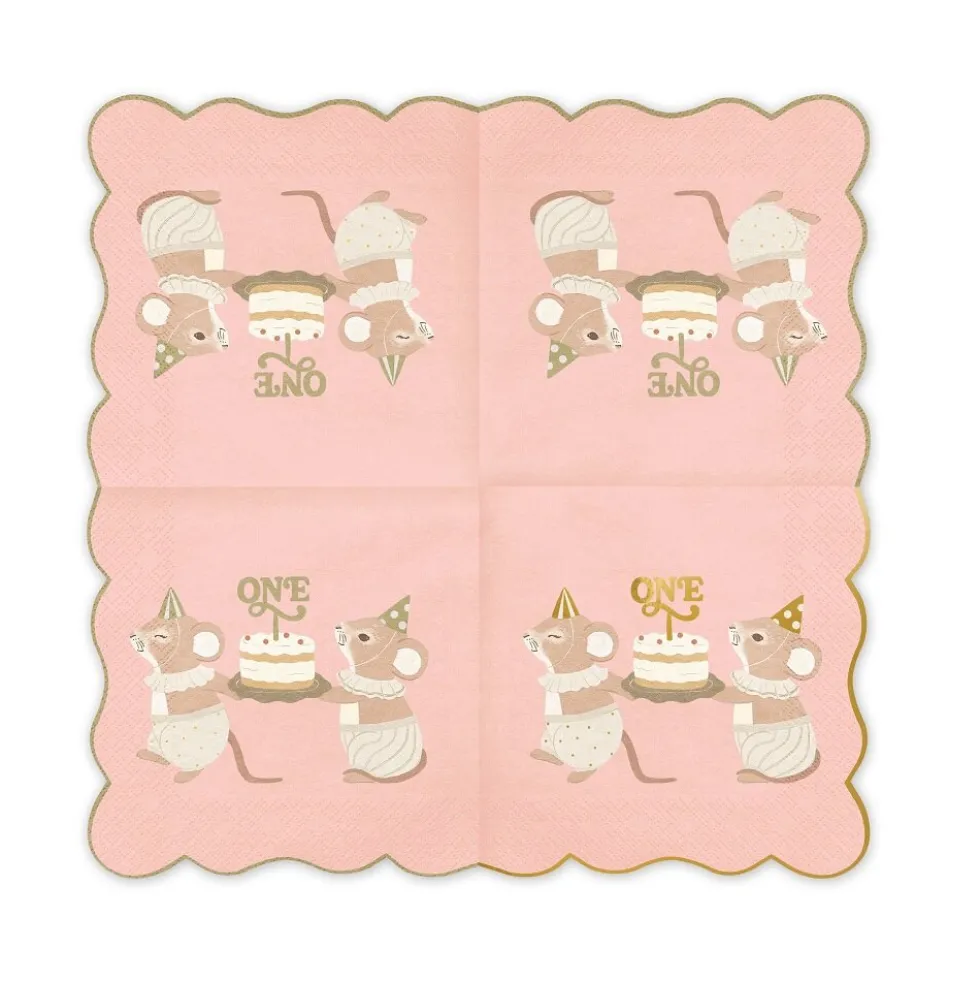 Servetter 1-årskalas Rosa Möss 12-pack