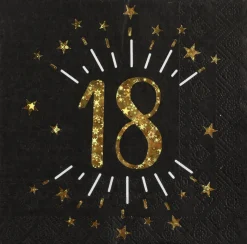Servetter Svart & Guld 18-årsfest 10-pack