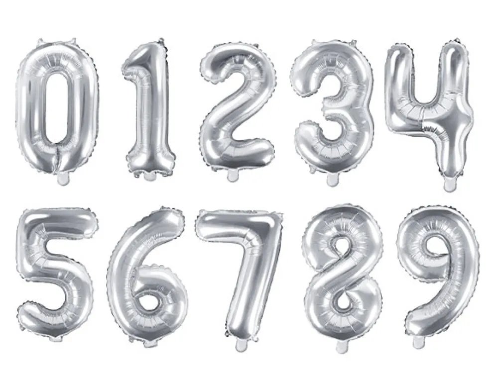 Sifferballonger i Silver 35 cm
